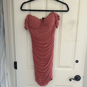 Windsor Ruched Off-Shoulder Dress in Rose
